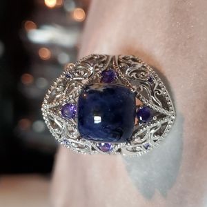 Sodalite gemstone ring size 8 sterling silver